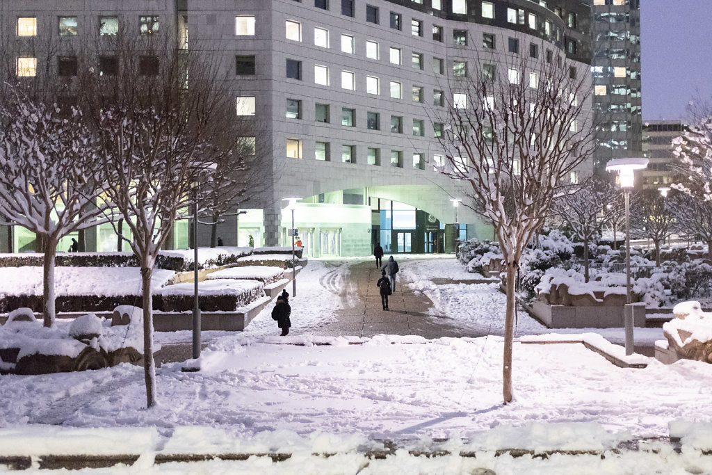 La Defense sous la neige 